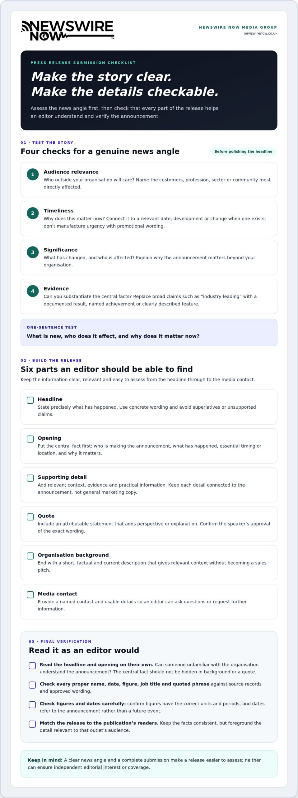 Press Release Submission Guidelines: Your 2026 Checklist 1 Press Release Submission Guidelines: Your 2026 Checklist
